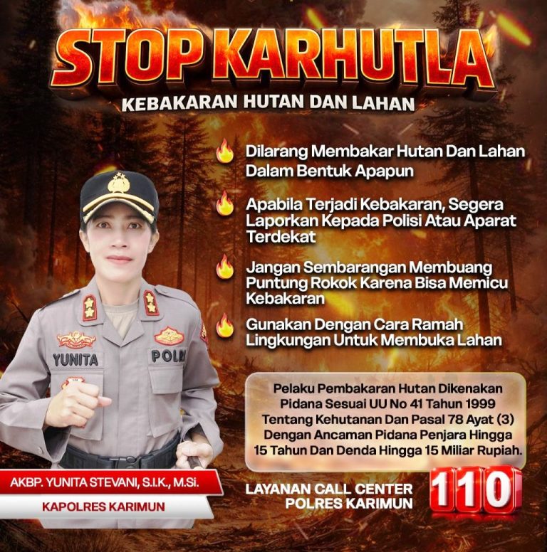 Pelaku Pembakaran Hutan dan Lahan Diancam Sanksi Penjara dan Denda Rp15 M, Kapolres Himbau Cegah Kebakaran